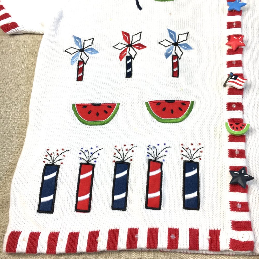 Quacker Factory Patriotic 4th Of July Flag Sweater - image 6